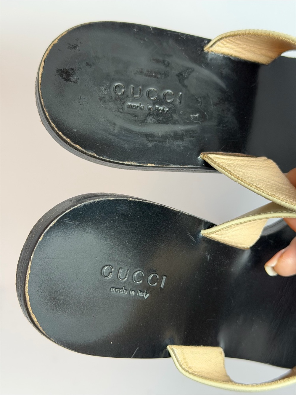 Gucci Marmont GG Logo Light Beige Thong Sandals Size 37 - Picture 9 of 13